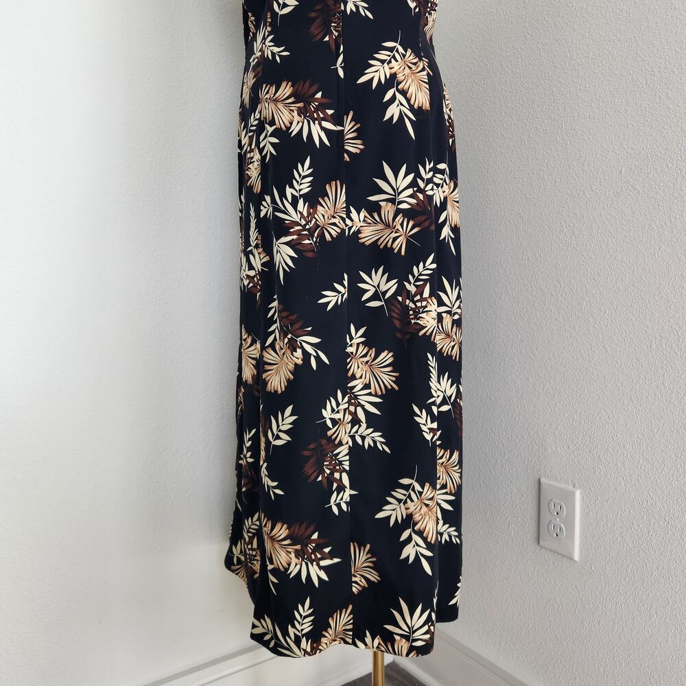 Vintage 90s Black Hawaiian Floral Sleeveless Scoop Neck Maxi Dress Studio I XL - Picture 8 of 11